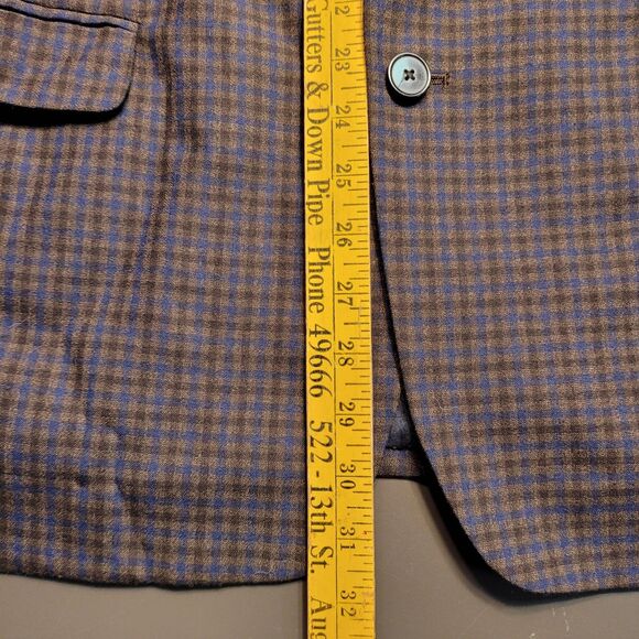 Tommy Hilfiger Mens Brown Checkered Sport Coat Blazer Modern Fit Size 44R Wool - Picture 3 of 6